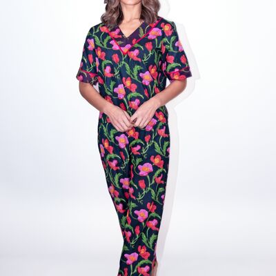 Midnight Sweetpea PJ Set (Printed Relaxed Top + Bottoms)