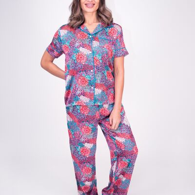 Conjunto de pijama de pavo real (parte superior + pantalones de pijama estampados)