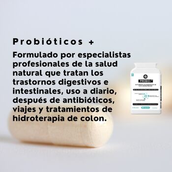 PROBIO+® | Supplément probiotique multi-souches (8) avec 20 milliards de bactéries par capsule | 30 capsules. | 2
