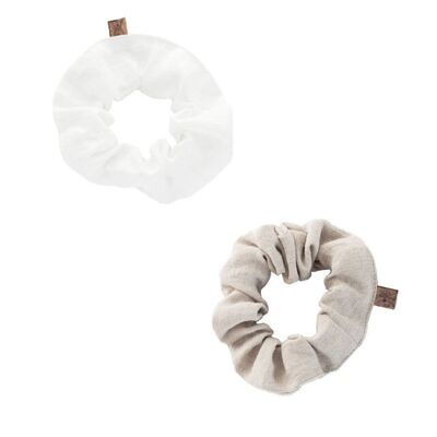 Scrunchie de lino HELGA, blanco roto