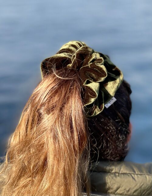 Olive Green Velvet Scrunchie