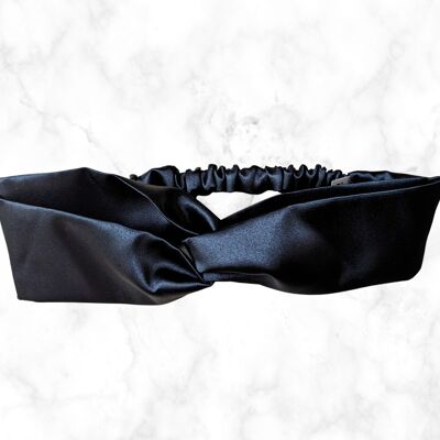 Twisted Satin Headband Black