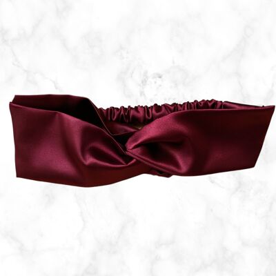 Bandeau Satin Torsadé Bordeaux