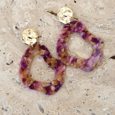 Boucles LAGOON - Violet/Moutarde