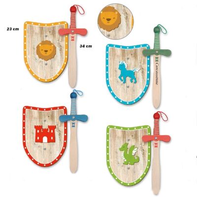 Mini set: spada in legno + scudo in legno a tema animale