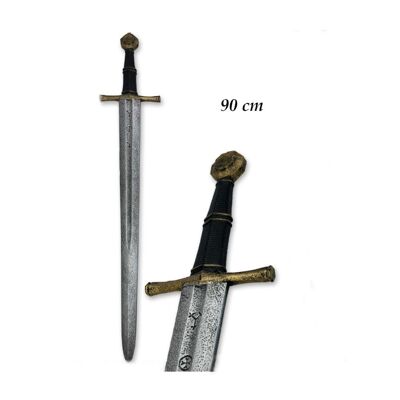 Sword 90 cm in imitation metal PVC