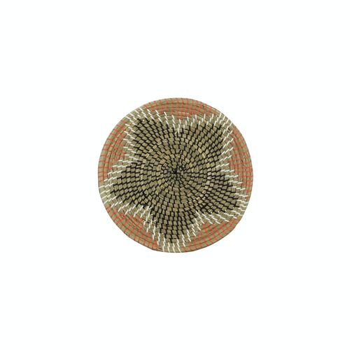 COUPE DECO MURALE EN JONC DE MER ORANGE/NOIR ET ECRU DIAMETRE 36XHT6CM HANOI