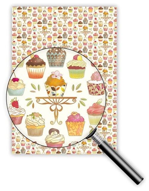 Papier Cadeau 50 x 70 cm (Design: Cupcakes) ( SKU: 8879)