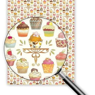 Papier Cadeau 50 x 70 cm (Design: Cupcakes) ( SKU: 8879)