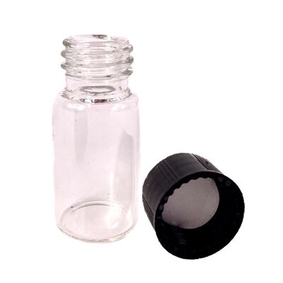 Bottiglie di essenza di vetro da 2 ml di Nutley con coperchio nero - 100