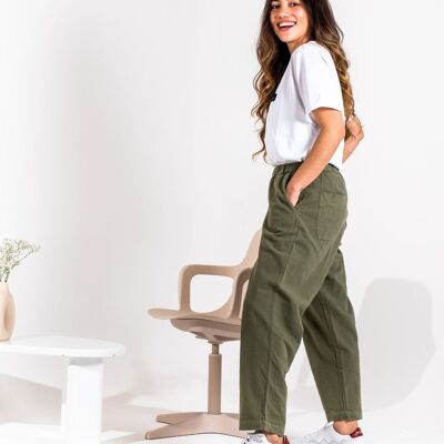 Khaki green linen pants
