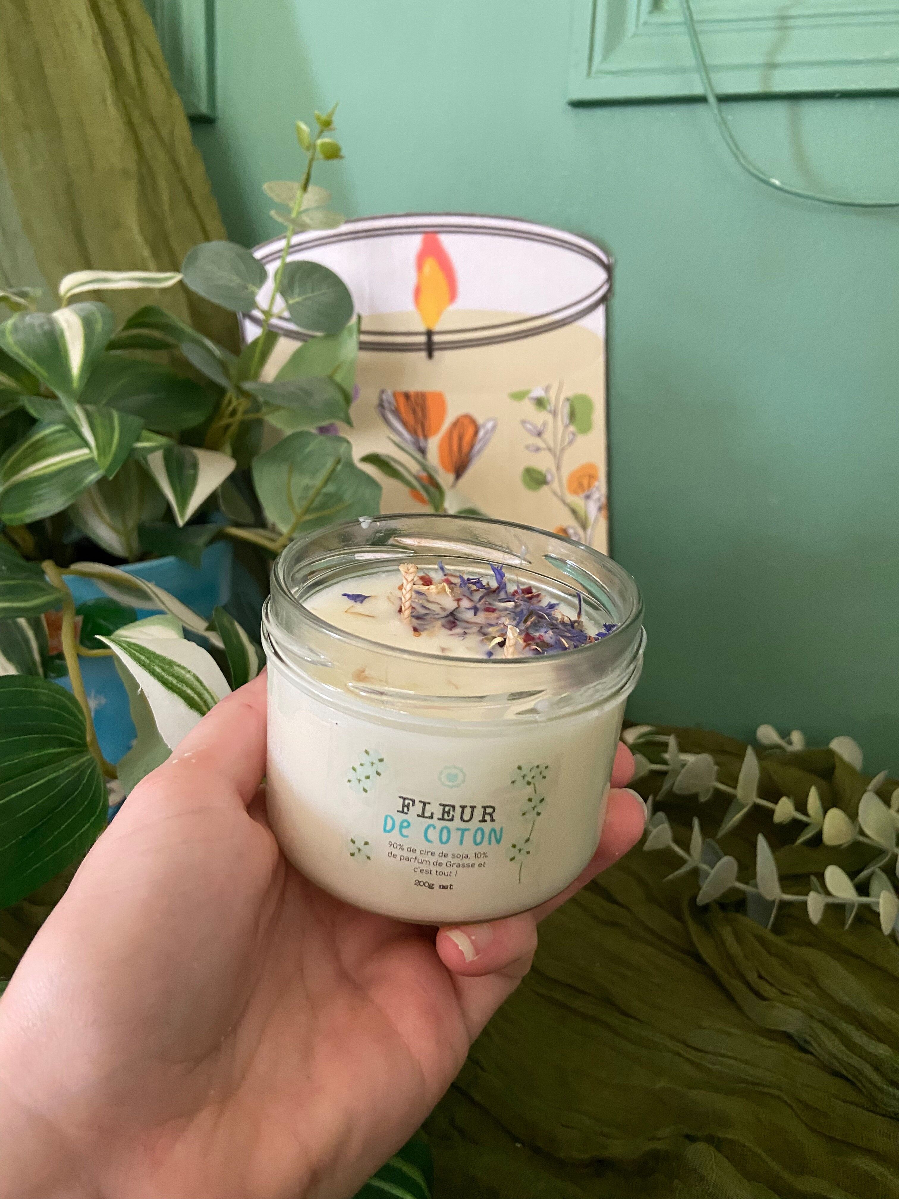 Cotton candle in soy wax & flower petals - 80g, 200g or 375g