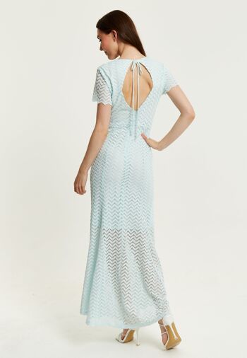 Robe longue en dentelle bleu clair Liquorish avec dos ouvert 5