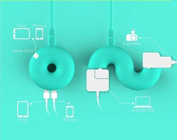 Station de charge multiports - 2 prises, 2 ports USB, 1 port type-C - Donut - Orange - Trozk 7