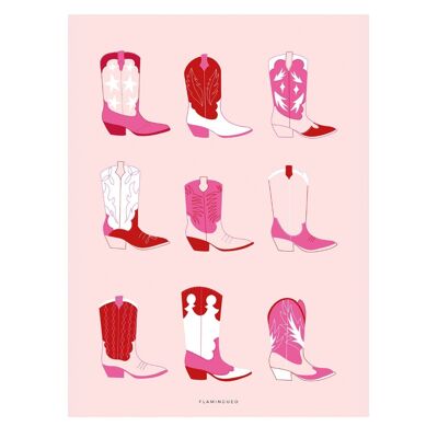 Dekorativer Druck „Cowgirl“ Flamingueo, einzigartiges Design, hergestellt in Spanien – dekoratives Poster