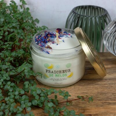 MELON CANDLE - DRIED FLOWERS