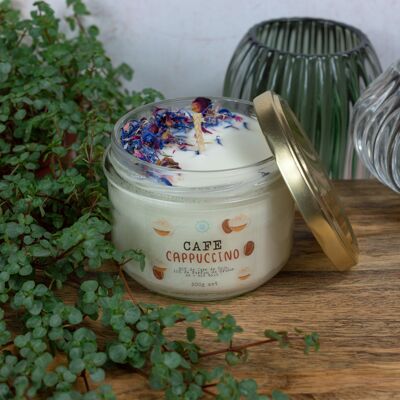 COFFEE CAPPUCCINO CANDLE - DRIED FLOWERS