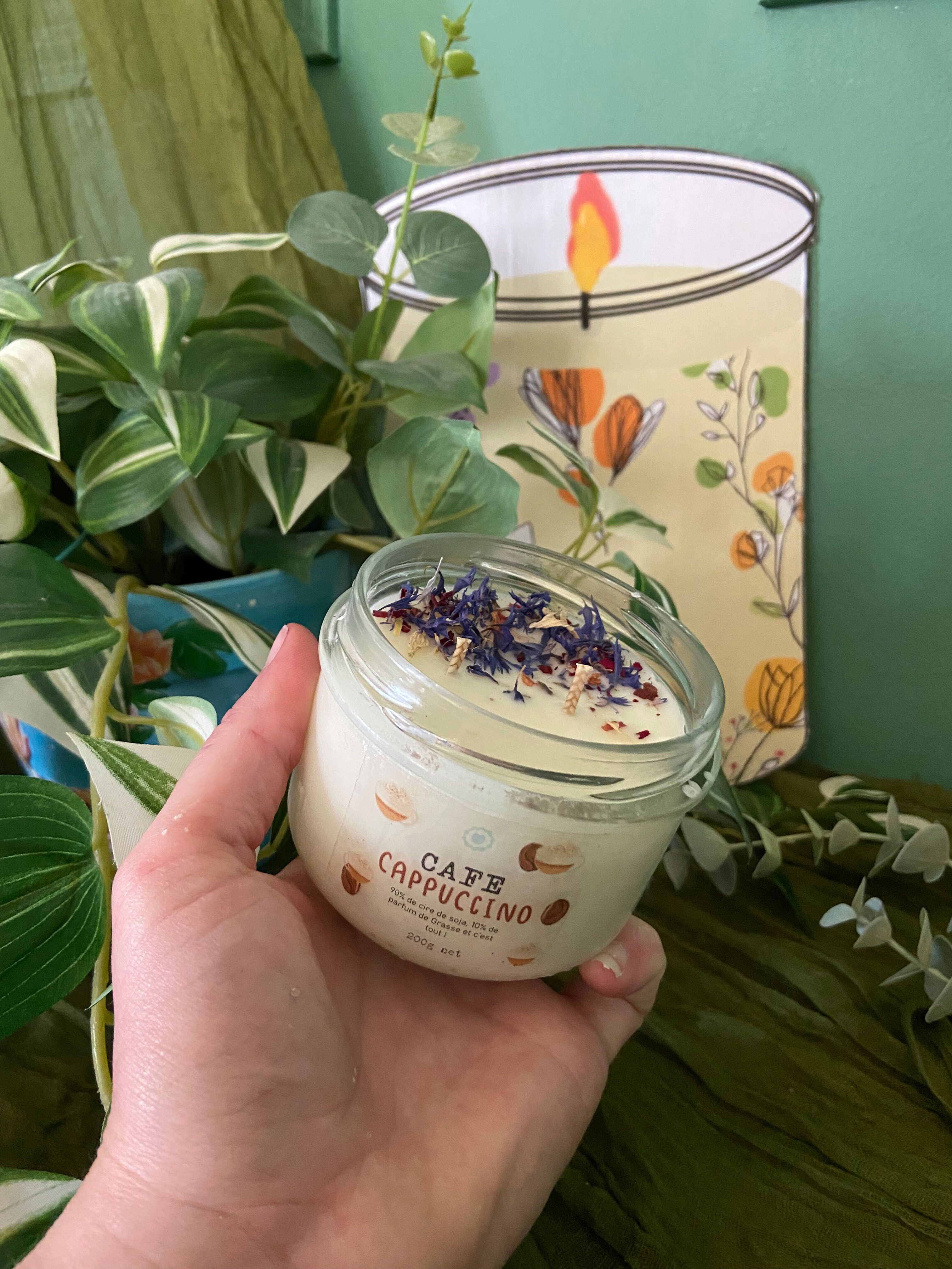 Vela de frambuesa en cera de soja y pétalos de flores - 80 g, 200 g o 375 g