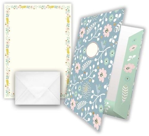 Papier à lettres - design: fleurs (pastel) (SKU: 8394)