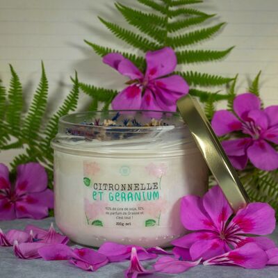 CITRONELLA AND GERANIUM CANDLE ANTI-MOSQUITO - DRIED FLOWERS