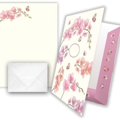 Papier à lettres - design : orchidée (SKU : 8392)