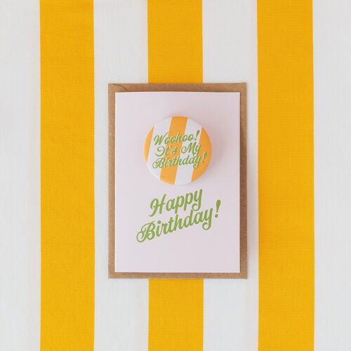 Woohoo it’s my Birthday’ Stripe Badge Card