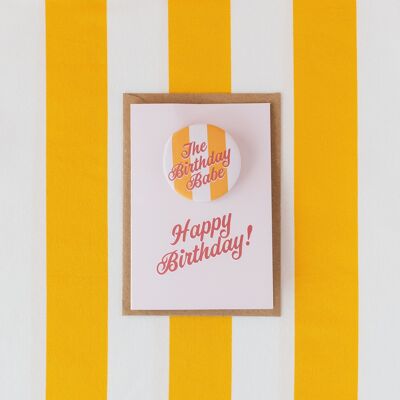 The Birthday Babe’ Stripe Badge Card