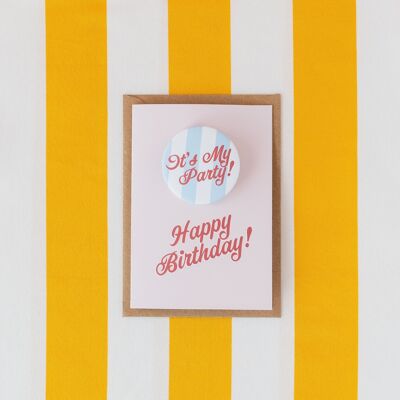 It’s My party’ Stripe Badge Card