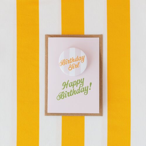 Birthday Girl’ Stripe Badge Card