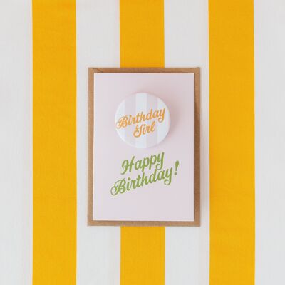 Birthday Girl’ Stripe Badge Card