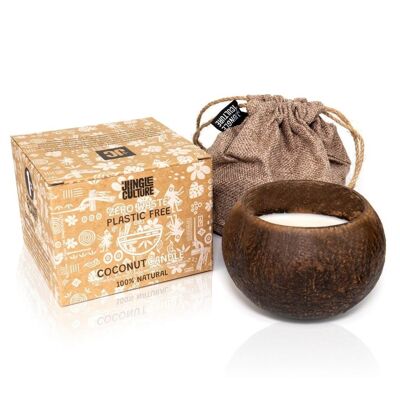 Candela con guscio di cocco con sacchetto regalo (più profumi disponibili)