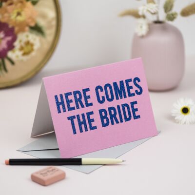Here Comes the Bride' Card with Biodegradable Glitter