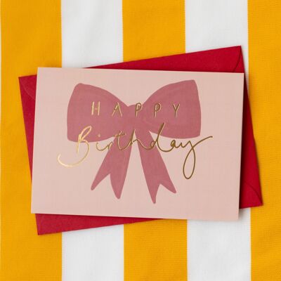 Happy Birthday' Gold Foil Red Bow Card