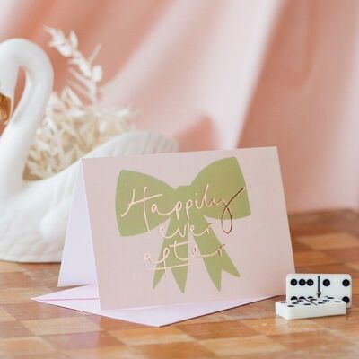 Happily Ever After' Rose Gold Foil Bow Card