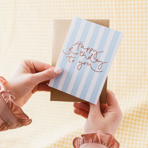 ‘Happy Birthday to You’ Blue Stripe + Gold Foil Card
