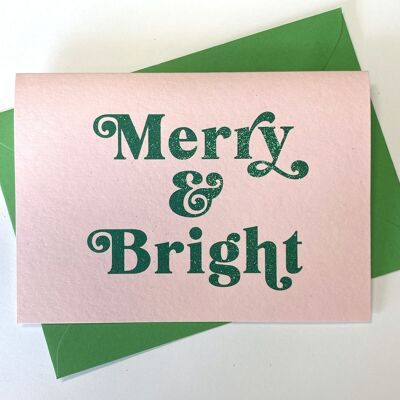 ¡AGOTADO HASTA EL PRÓXIMO AÑO! Tarjeta navideña Merry & Bright con purpurina biodegradable
