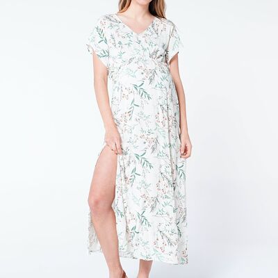 Long Nursing Dress With Flower Print