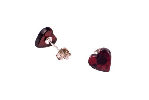 Amber earrings heart cherry