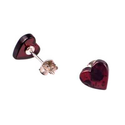 Amber earrings heart cherry