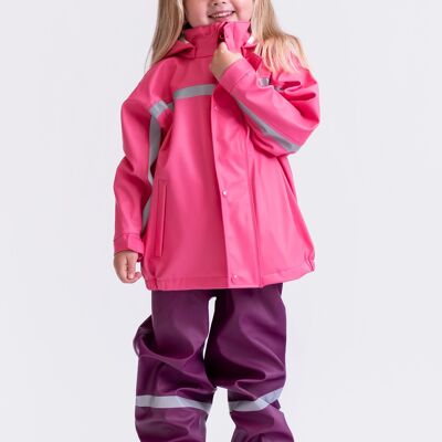Chaqueta impermeable y resistente al barro, ideal para excavar y para niños, color rosa.