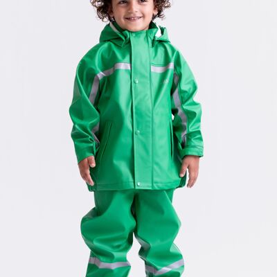 Giacca antipioggia antifango, giacca da scavo sostenibile per bambini - verde scuro