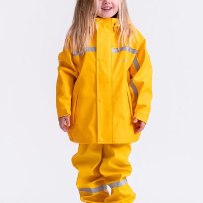 Chaqueta impermeable para niños, chaqueta de barro, chaqueta de excavación sostenible - amarilla