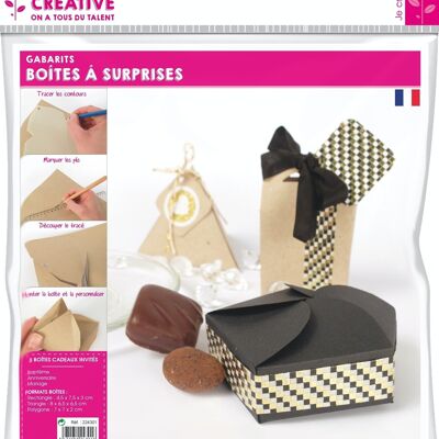 3 GABARITS POUR "BOITE SURPRISE" A DECORER