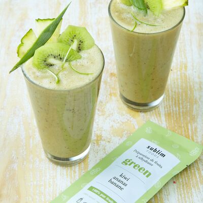 SINGLE Verde: Kiwi, Piña, Plátano - Preparado 100% pura fruta para rehidratar