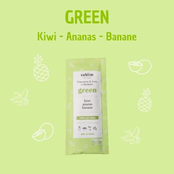 SINGLE Green : Kiwi, Ananas, Banane - Préparation 100% purs fruits à réhydrater 2