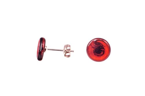 Amber earrings disk cherry