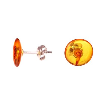 Amber earrings disk honey