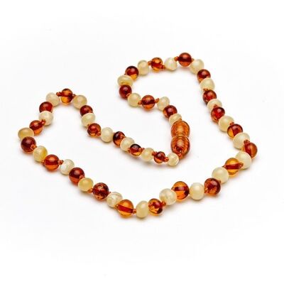 Amber teething necklace baroque cognac/milk