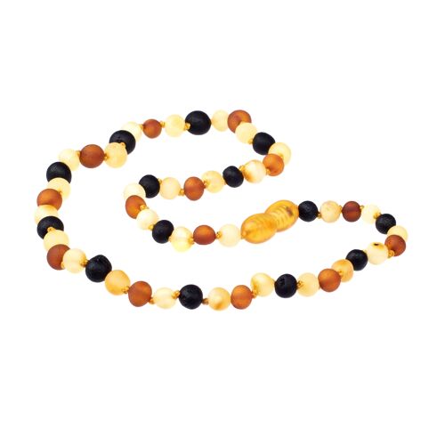 Amber teething necklace baroque raw multicolor