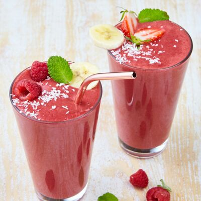 SINGLE Pink: Erdbeere, Banane, Himbeere – 100 % reine Fruchtzubereitung zur Rehydrierung